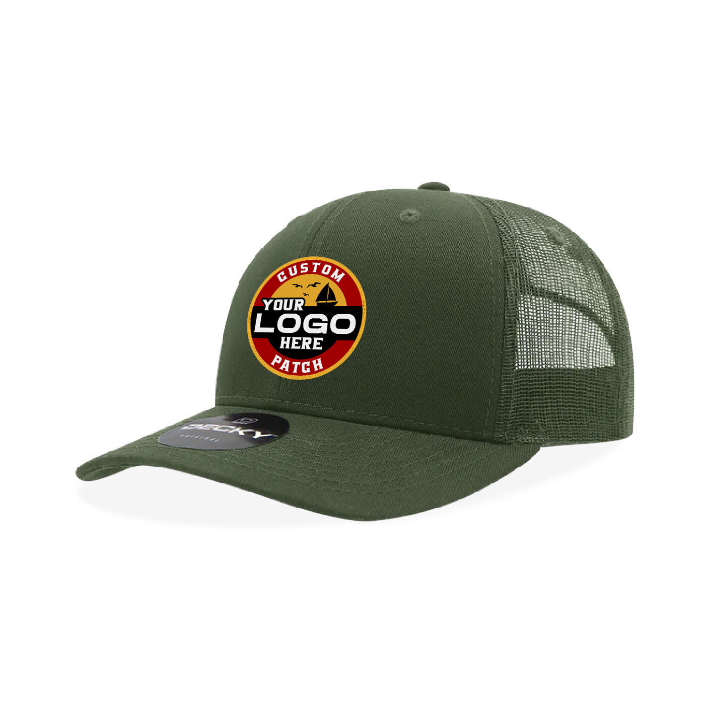 Custom Patch Decky 6021 Classic Trucker Hat, 6 Panel Mid Profile Trucker Cap