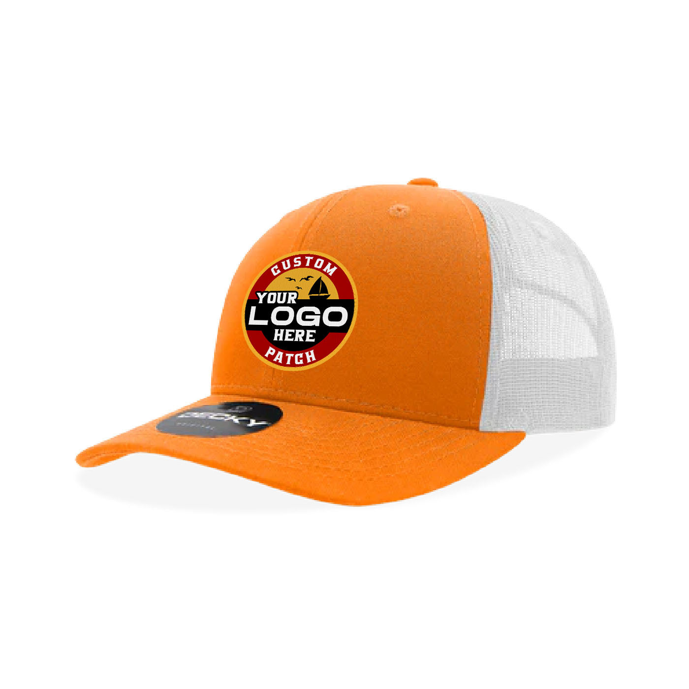 Custom Patch Decky 6021 Classic Trucker Hat, 6 Panel Mid Profile Trucker Cap