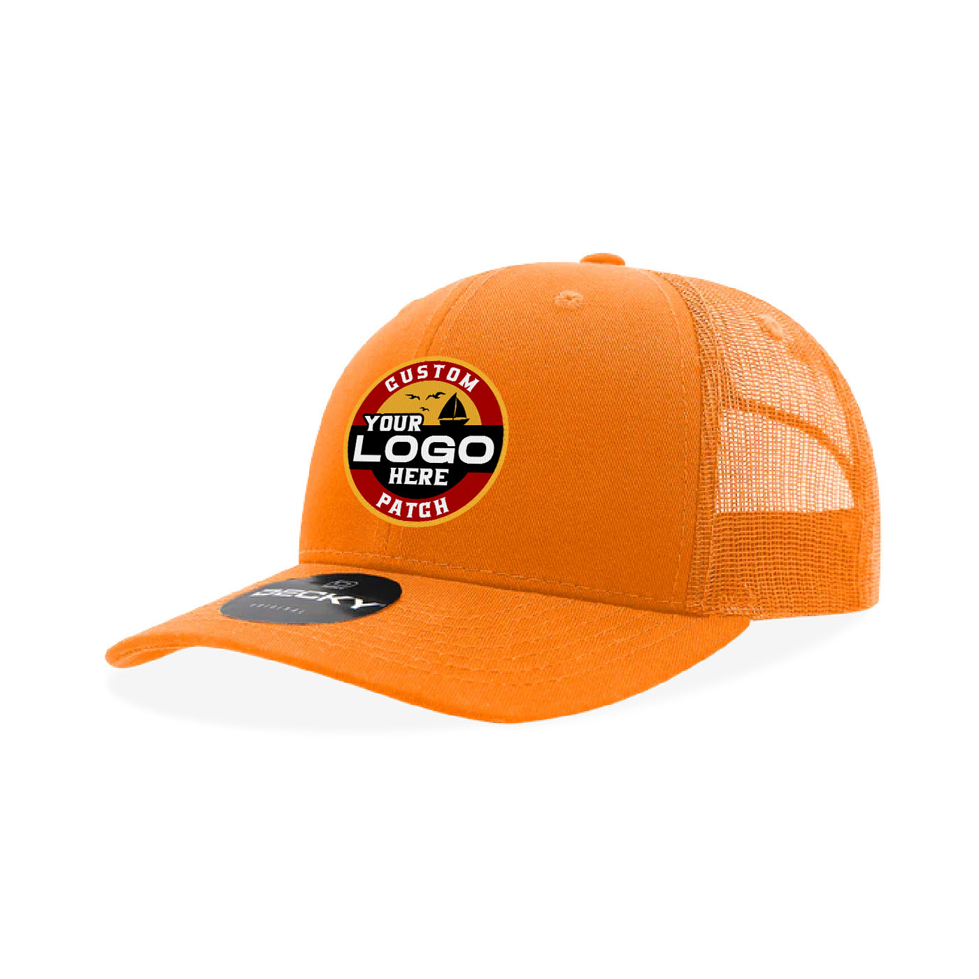 Custom Patch Decky 6021 Classic Trucker Hat, 6 Panel Mid Profile Trucker Cap