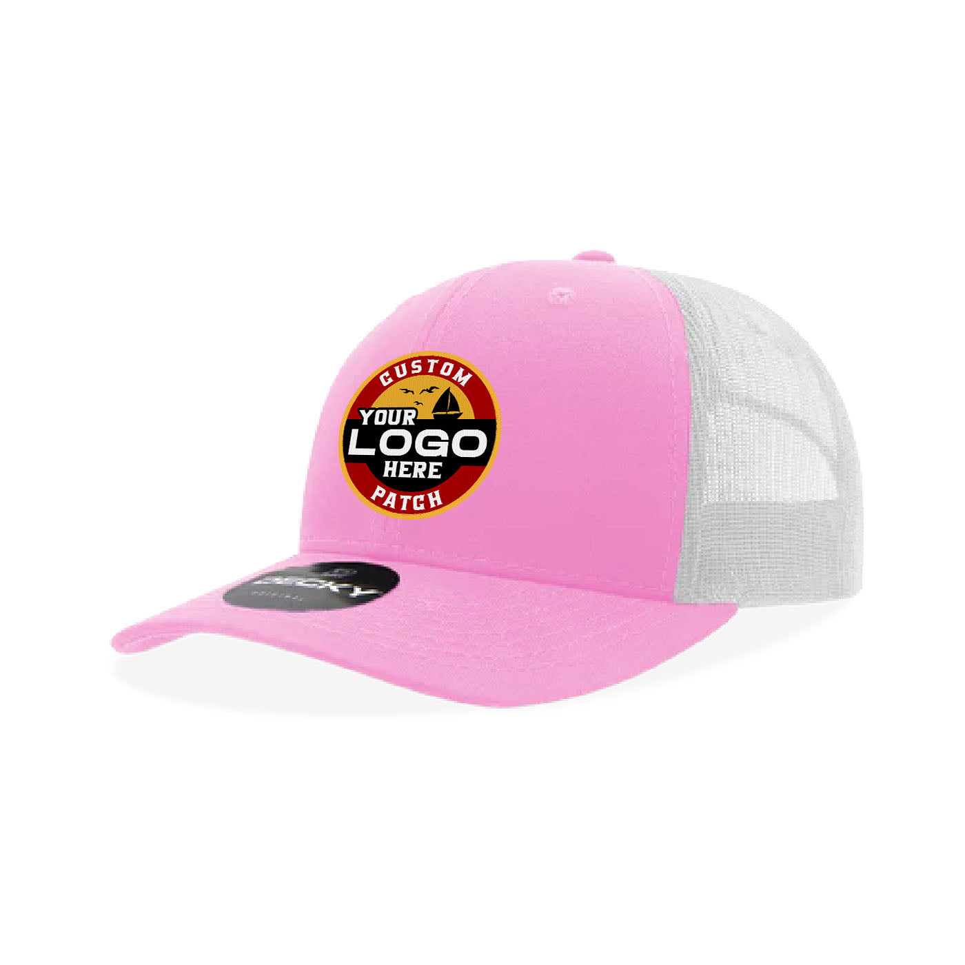 Custom Patch Decky 6021 Classic Trucker Hat, 6 Panel Mid Profile Trucker Cap
