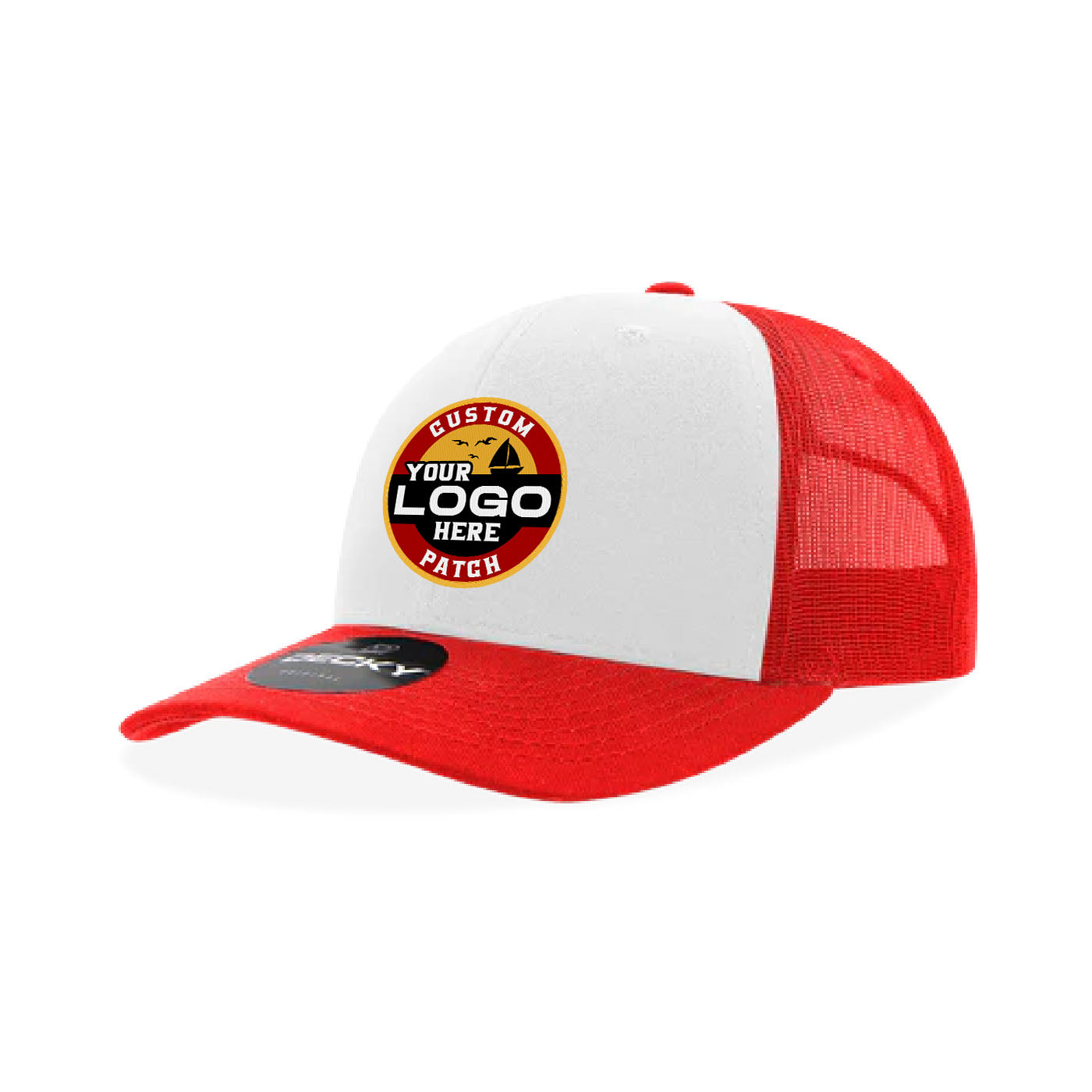 Custom Patch Decky 6021 Classic Trucker Hat, 6 Panel Mid Profile Trucker Cap