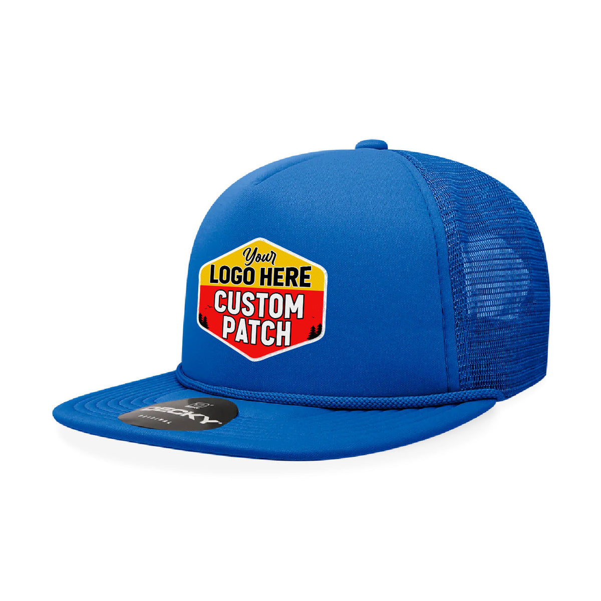 Custom Patch Decky 223 - Solid Color 5-Panel Flat Bill Foam Trucker Hat