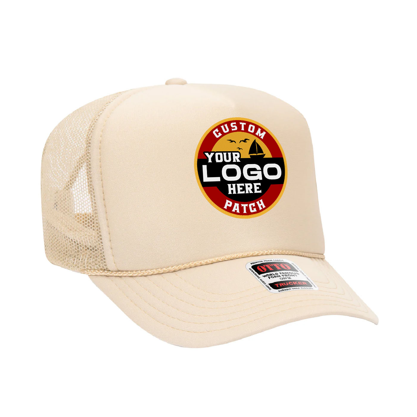 Custom Patch Otto 39-165 - 5 Panel High Crown Foam Trucker Hat Mesh Back Cap