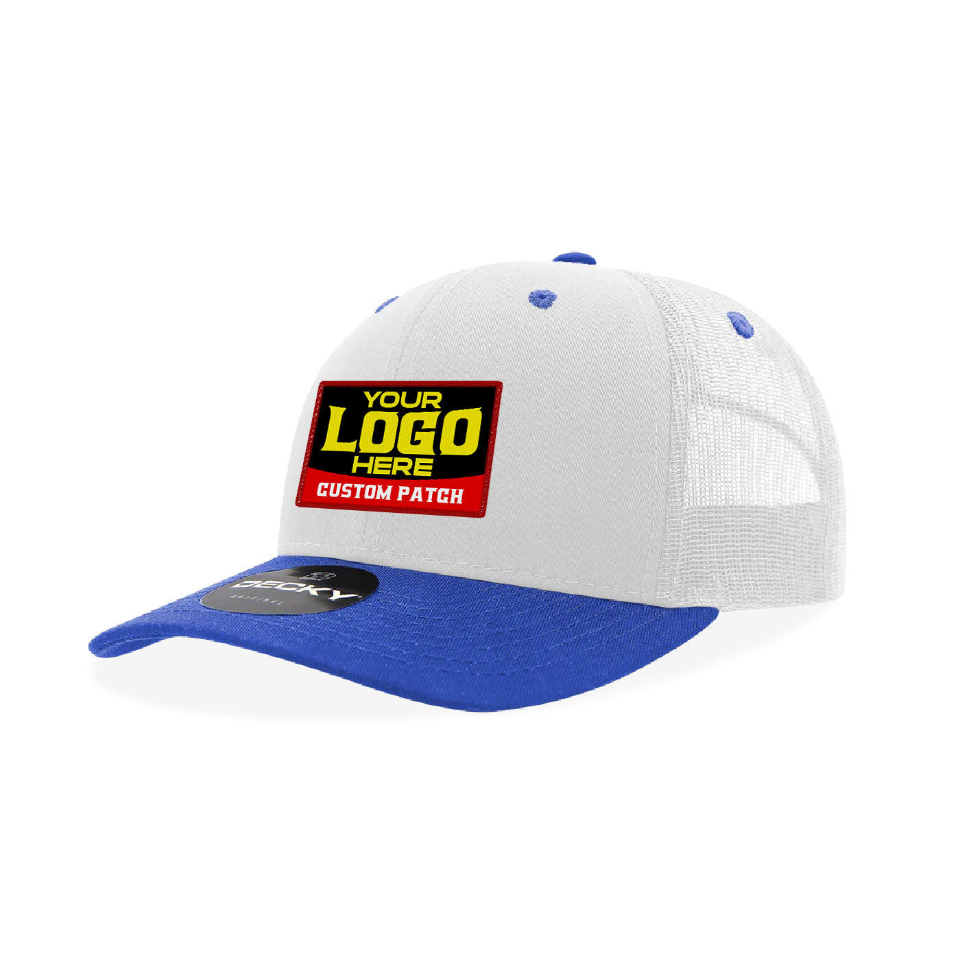 Custom Patch Decky 6021 - Classic Trucker Hat, 6 Panel Mid Profile Trucker Cap (Colors 2 of 2)