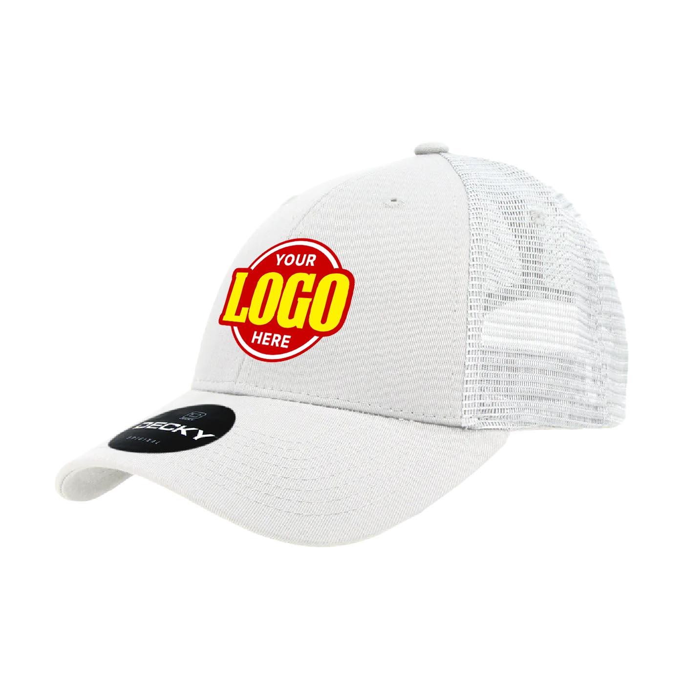 Custom Embroidered Decky 214 - 6 Panel Low Profile Structured Cotton Trucker Hat, Mesh Golf Cap