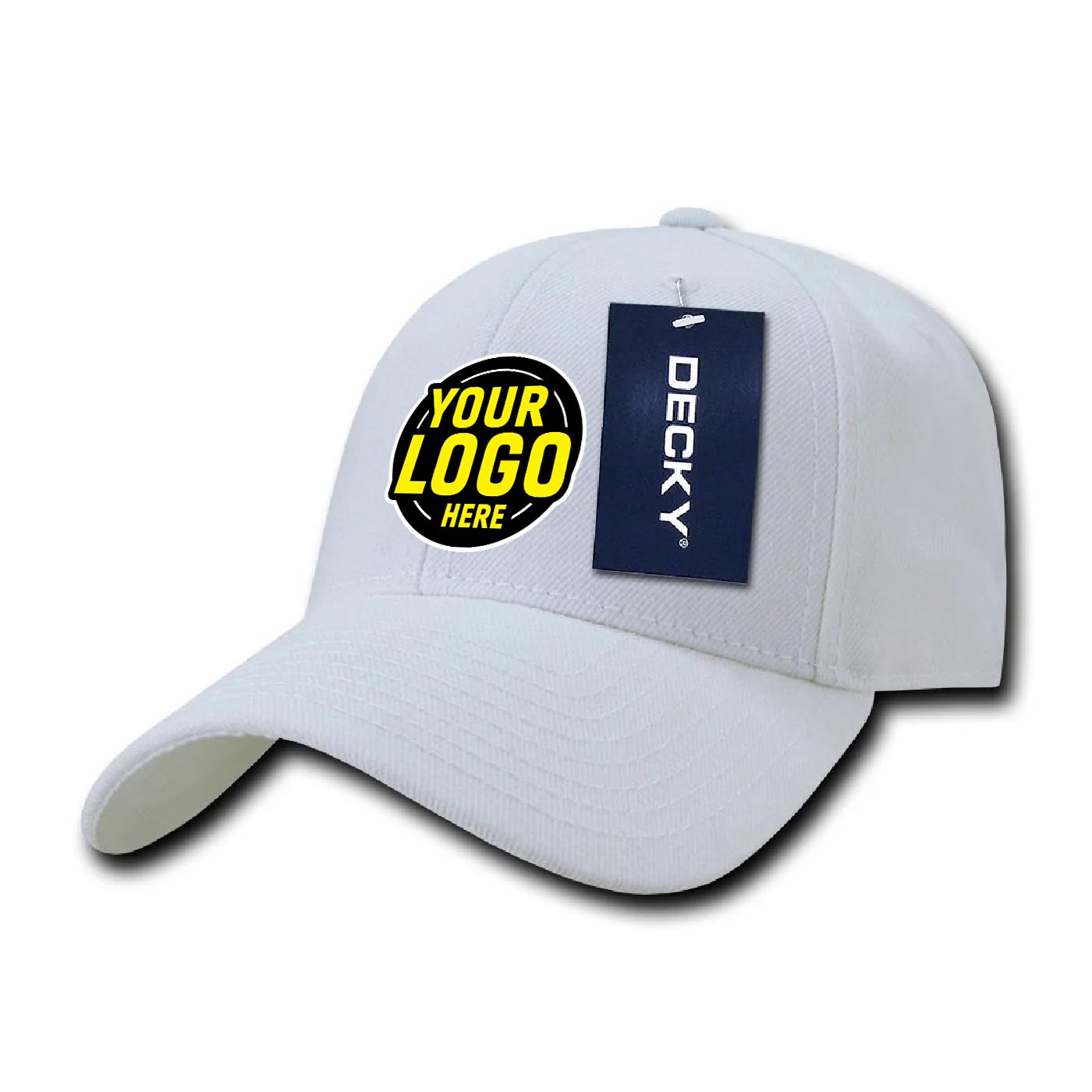 Custom Embroidered Decky 206 - 6 Panel Low Profile Structured Cap, Baseball Hat