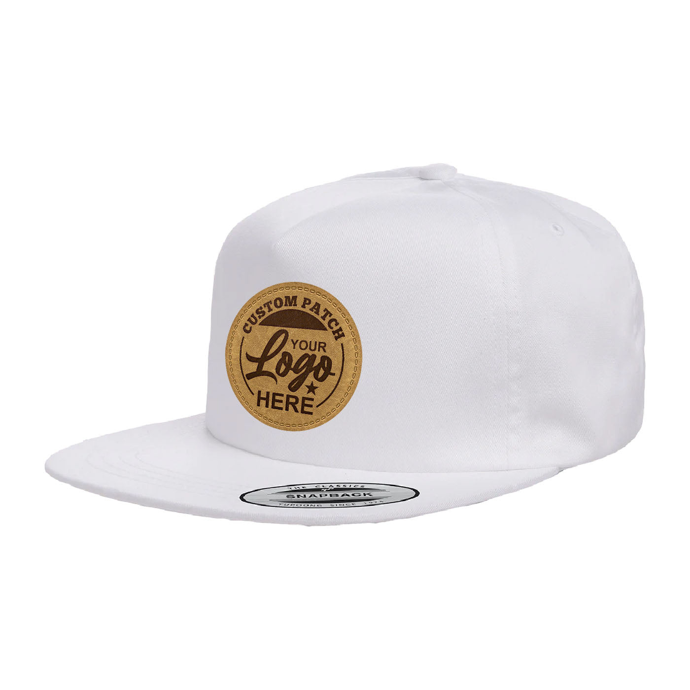 Custom Patch Yupoong 6502 Unstructured 5-Panel Snapback Hat, Flat Bill Cap, YP Classics