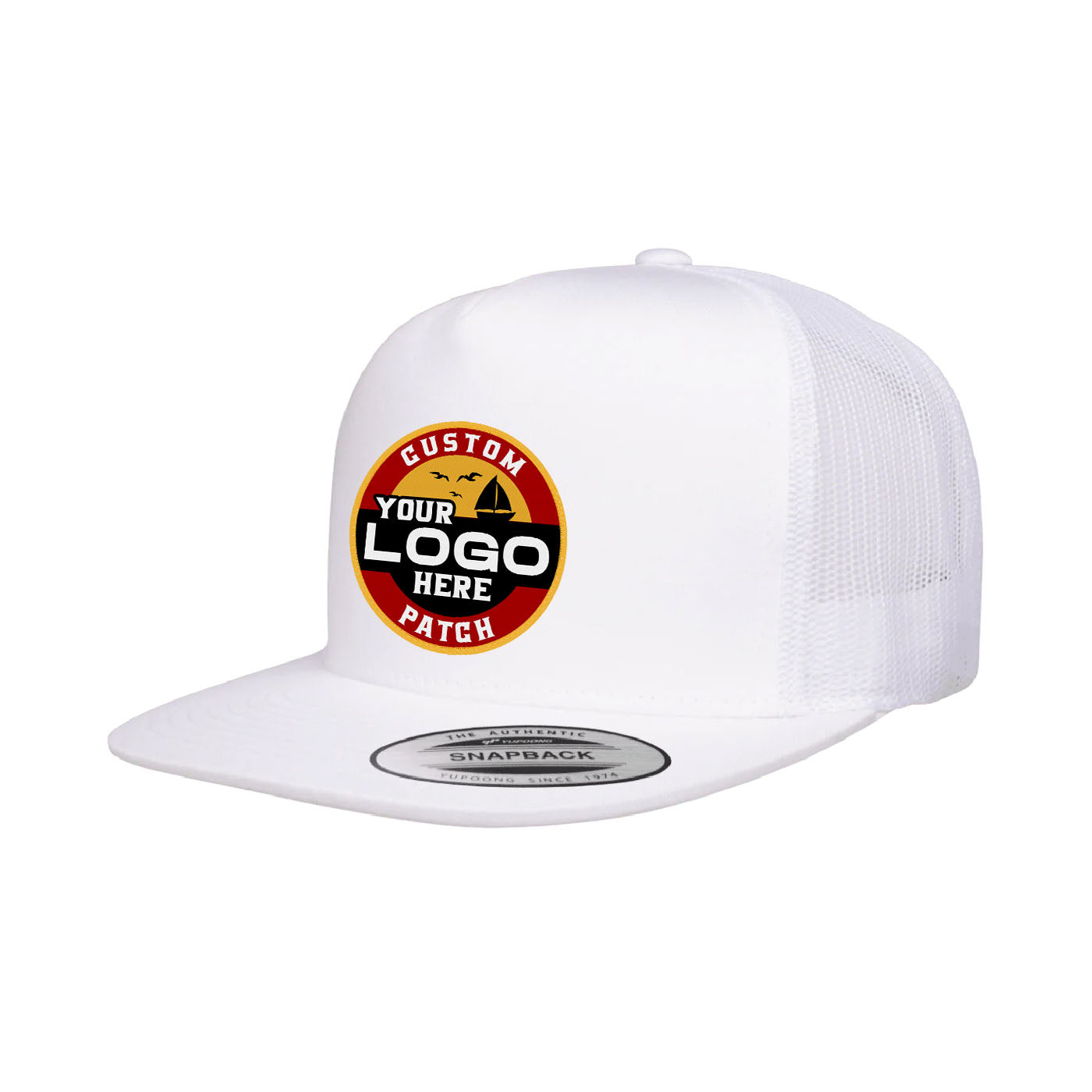 Custom Patch Yupoong 6006 Classic Trucker Snapback Hat, Flat Bill, YP Classics