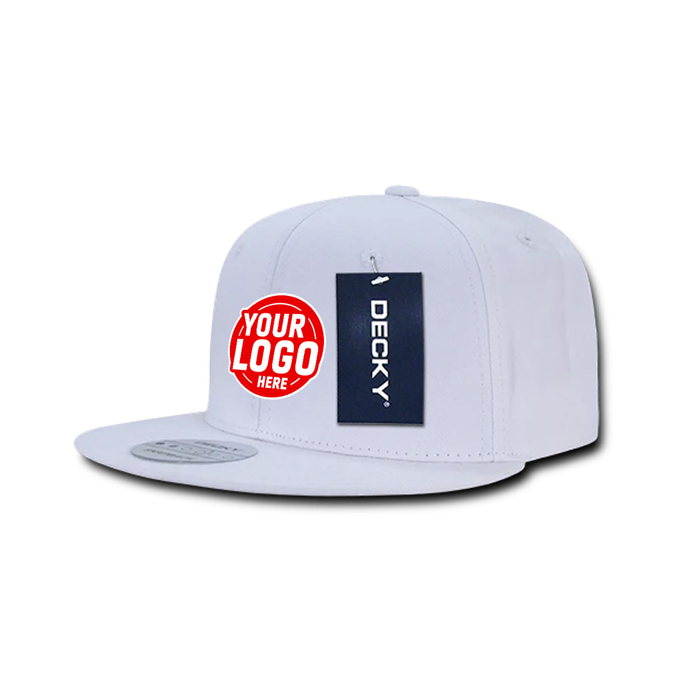 Custom Embroidered Decky 361 - Cotton Snapback Hat, Flat Bill Cap