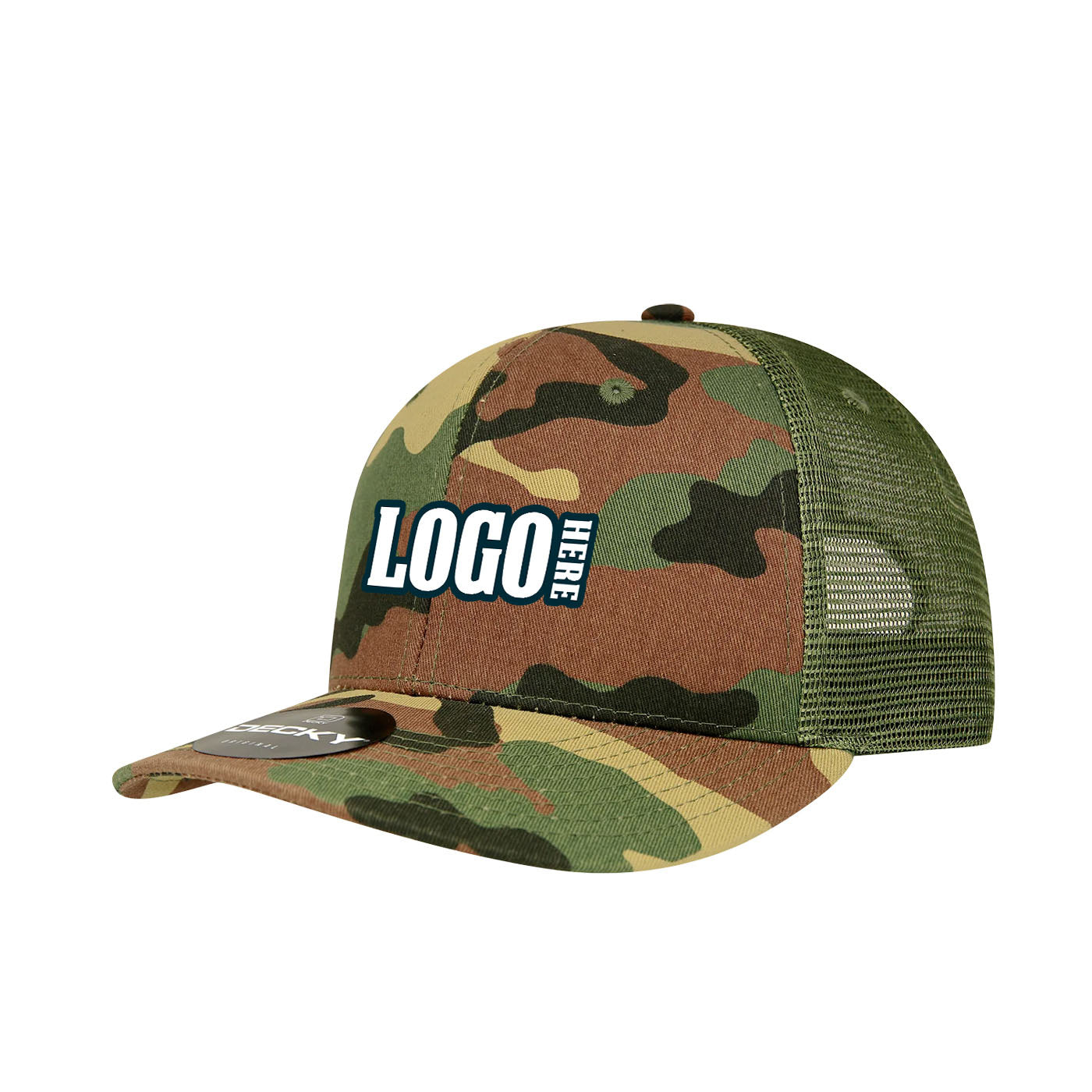 Custom Embroidered Decky 1053 - 6-Panel Curve Bill Trucker Cap - 1053