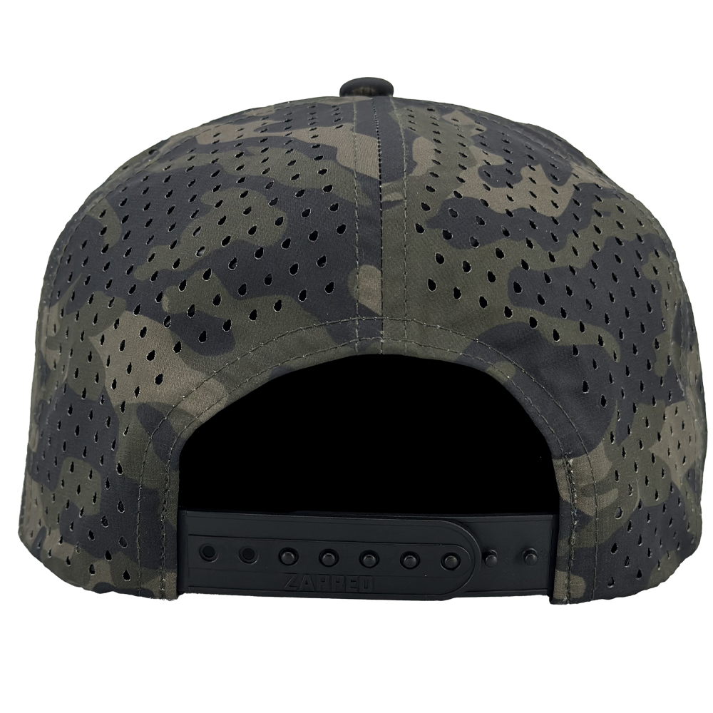 Custom Embroidered Zapped Headwear Osprey R+ 7 Panel Perforated Rope Cap
