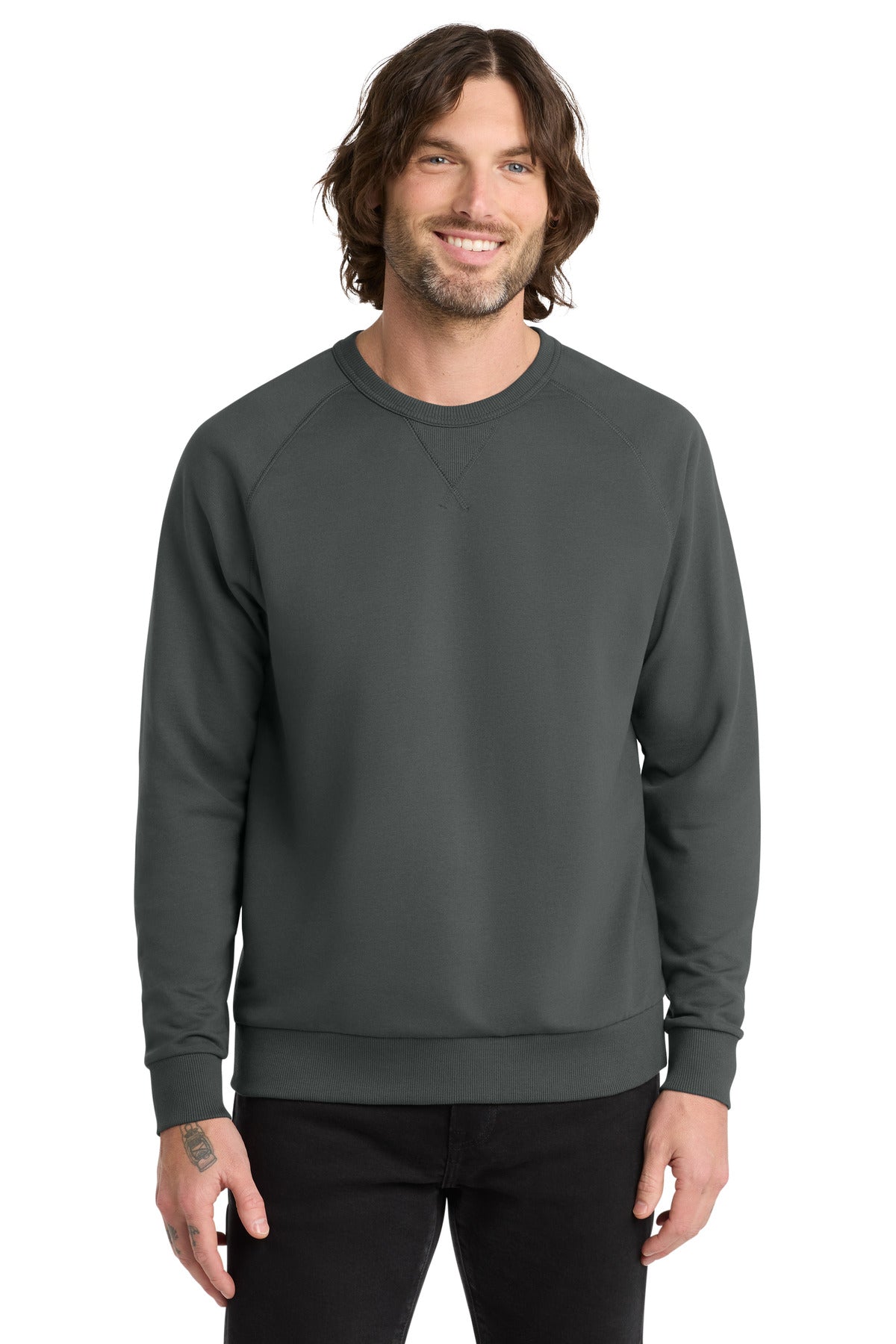 Front View of Teraingrey Allmade Unisex Organic French Terry Crewneck Sweatshirt AL4004