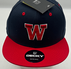 Navy and red cap with a white 'W' logo and Decky tag.