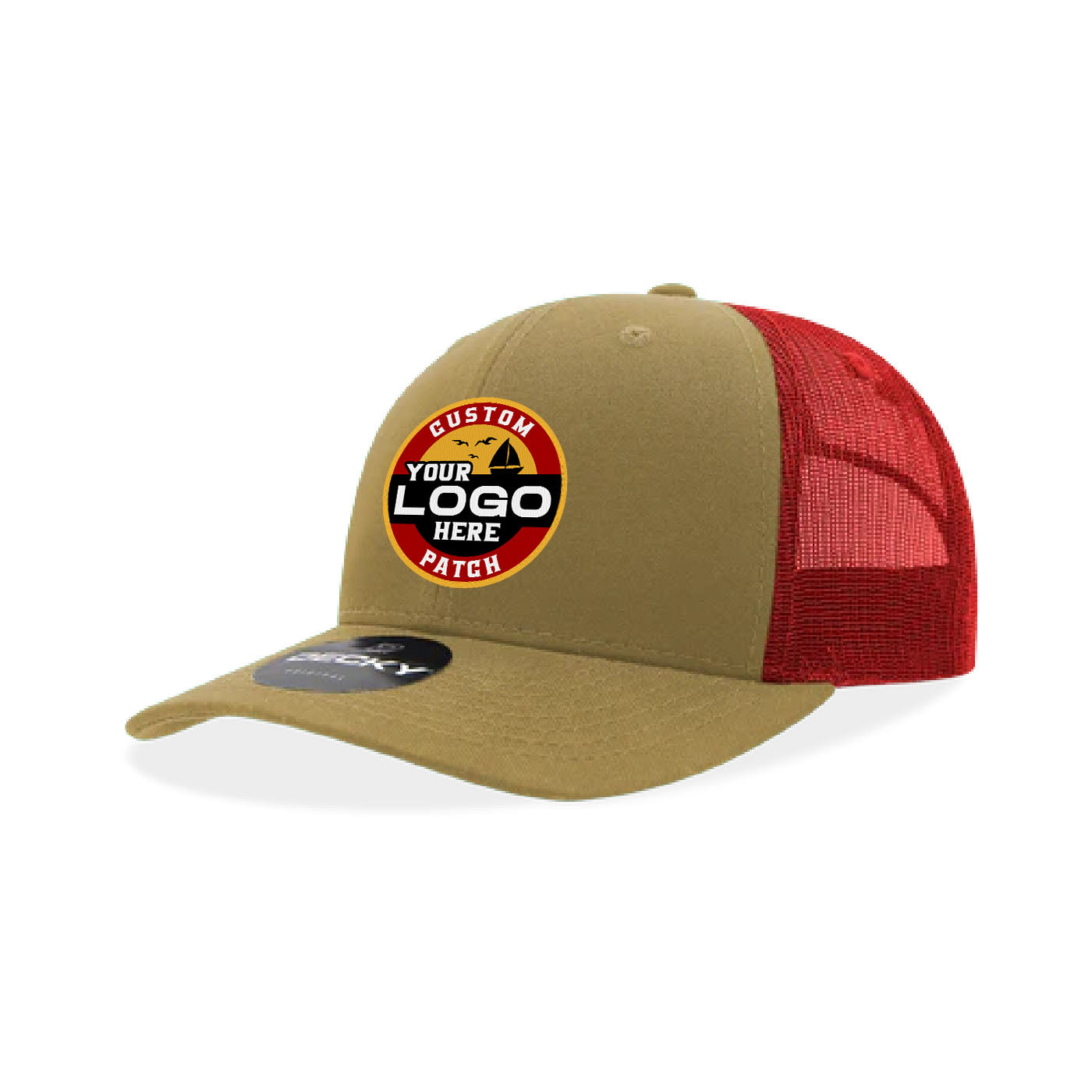 Custom Patch Decky 6021 Classic Trucker Hat, 6 Panel Mid Profile Trucker Cap
