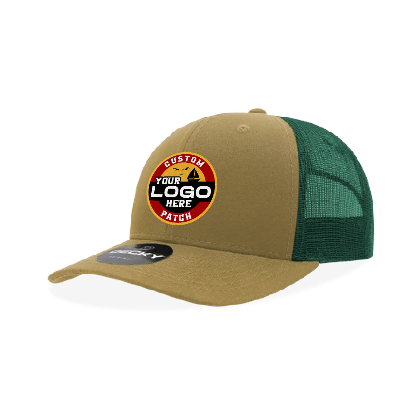 Custom Patch Decky 6021 Classic Trucker Hat, 6 Panel Mid Profile Trucker Cap