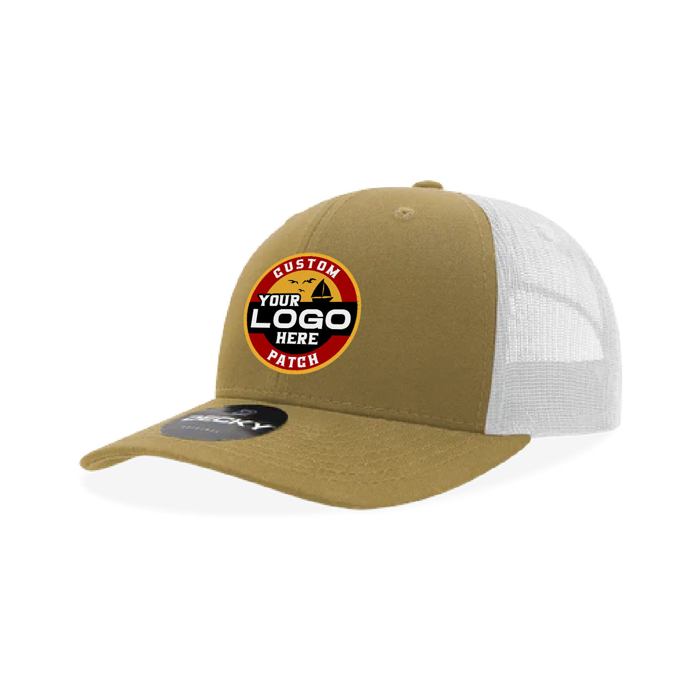 Custom Patch Decky 6021 Classic Trucker Hat, 6 Panel Mid Profile Trucker Cap