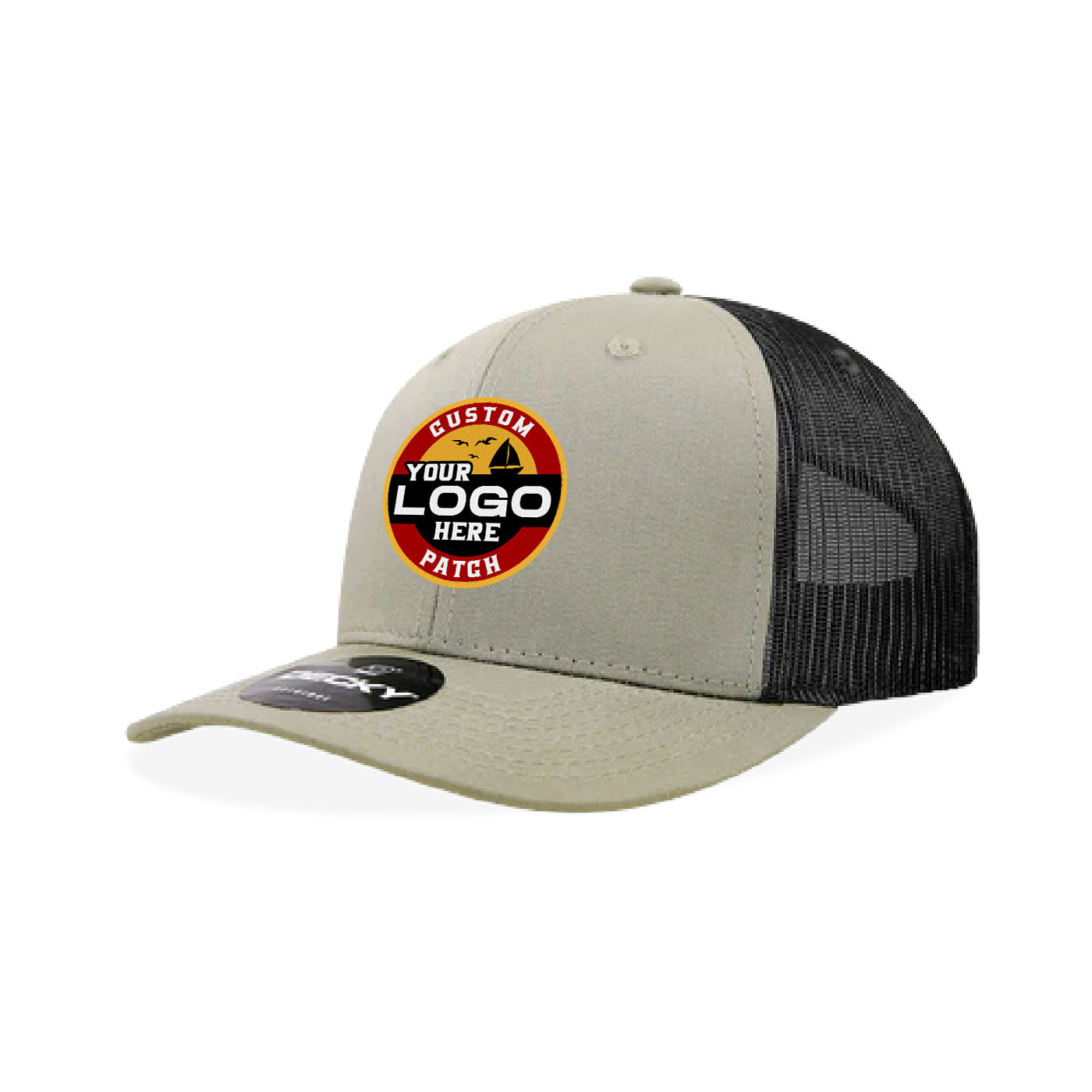 Custom Patch Decky 6021 Classic Trucker Hat, 6 Panel Mid Profile Trucker Cap