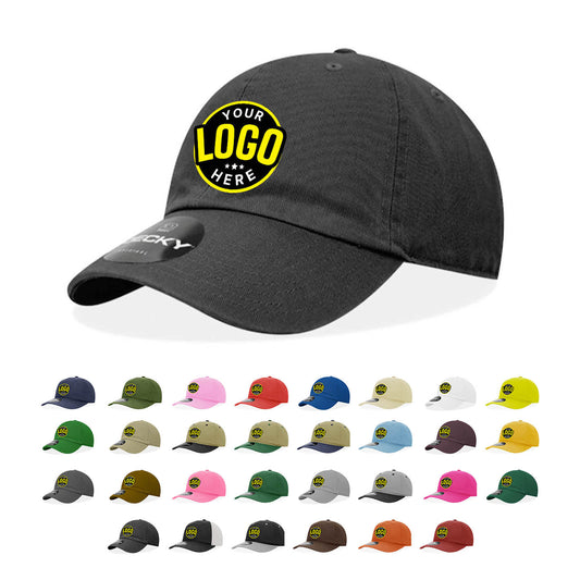 24 Hats Custom Logo Decky 205 Dad Hats Relaxed Caps Embroidered Package Deal - Star Hats & Embroidery