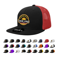 Custom Patch Decky 1052 - 6 Panel Trucker Hat, Flat Bill Snapback