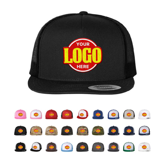Custom Embroidered YP Classics, Yupoong 6006 - Flat Bill Trucker Cap - Star Hats & Embroidery
