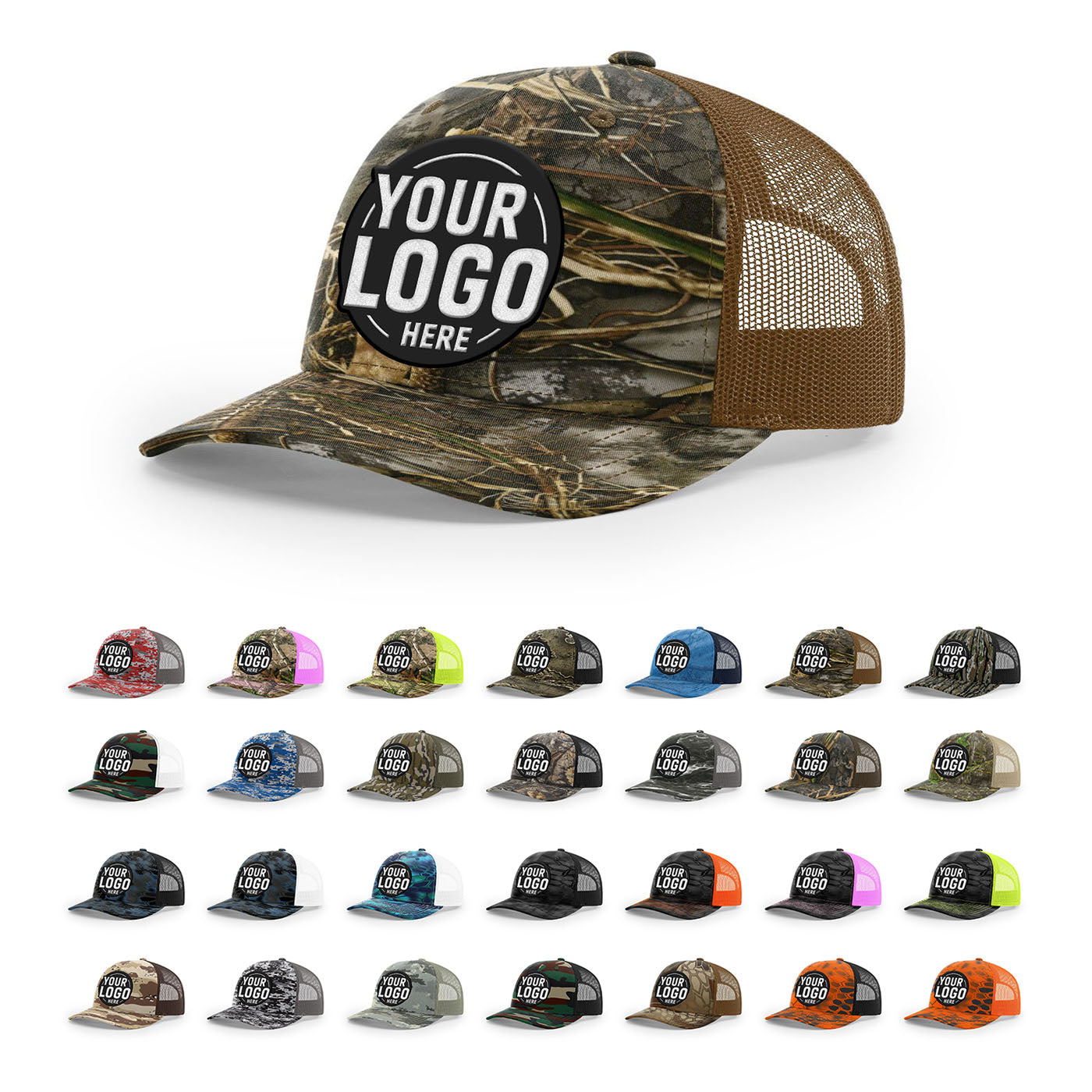 Custom Embroidered Richardson 112P Printed Trucker Hat Snapback Cap
