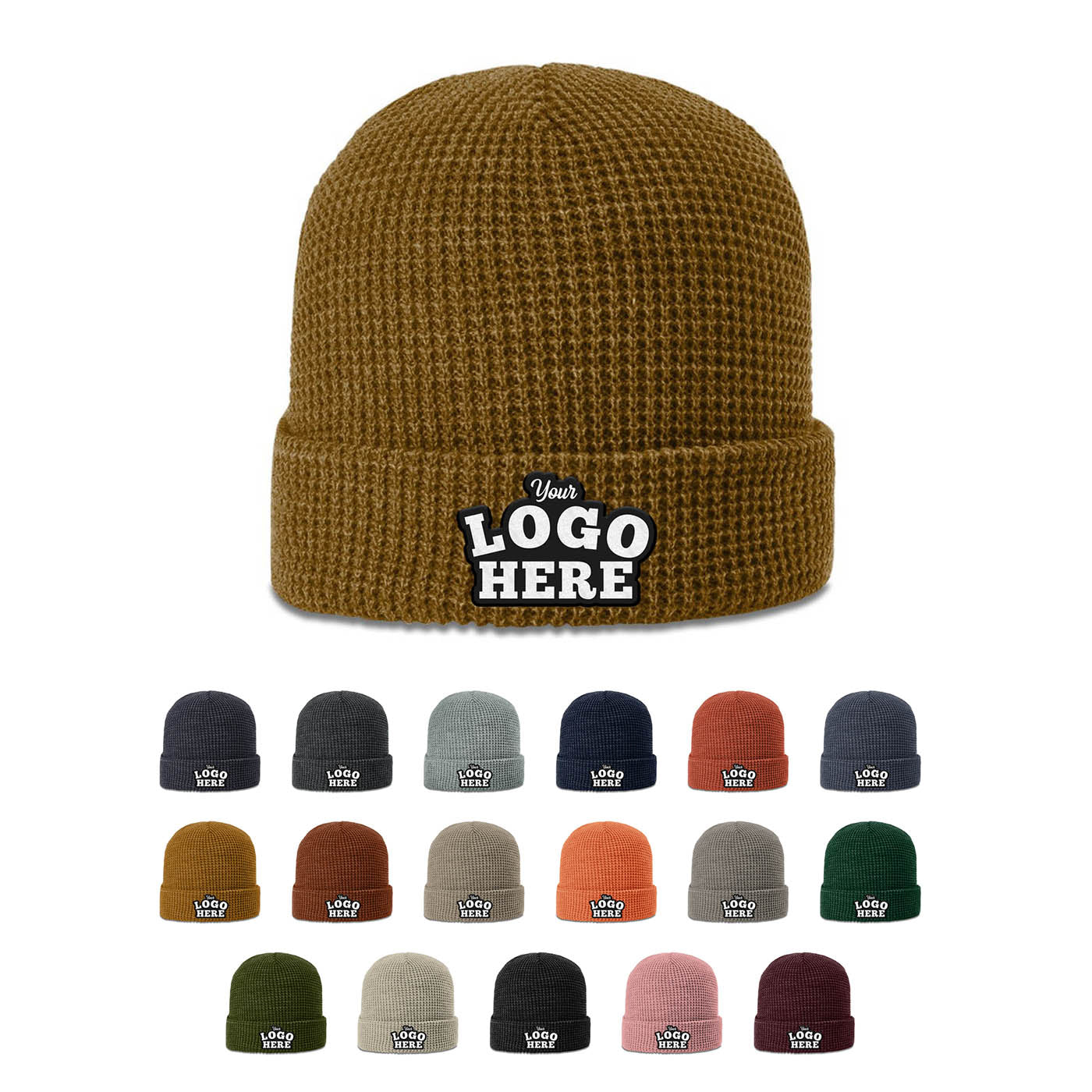 50 Hats Custom Logo Richardson 146 Waffle Knit Beanies Embroidered Package Deal