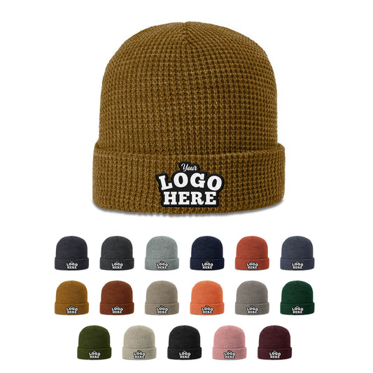 50 Hats Custom Logo Richardson 146 Waffle Knit Beanies Embroidered Package Deal - Star Hats & Embroidery