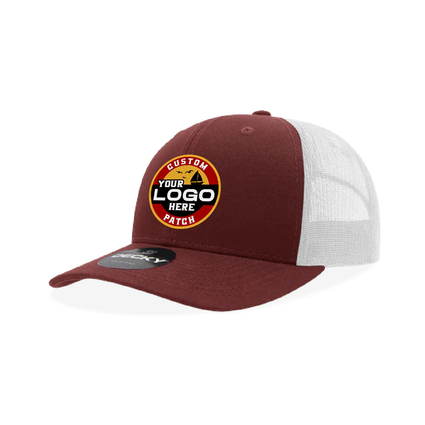Custom Patch Decky 6021 Classic Trucker Hat, 6 Panel Mid Profile Trucker Cap