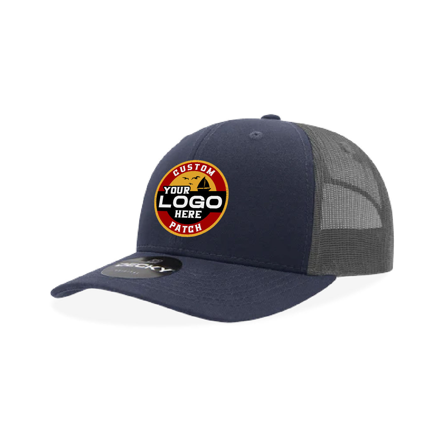 Custom Patch Decky 6021 Classic Trucker Hat, 6 Panel Mid Profile Trucker Cap