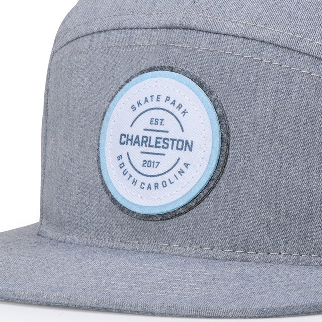  Cap featuring a "Skate Park EST. Charleston 2017 South Carolina" blue round patch