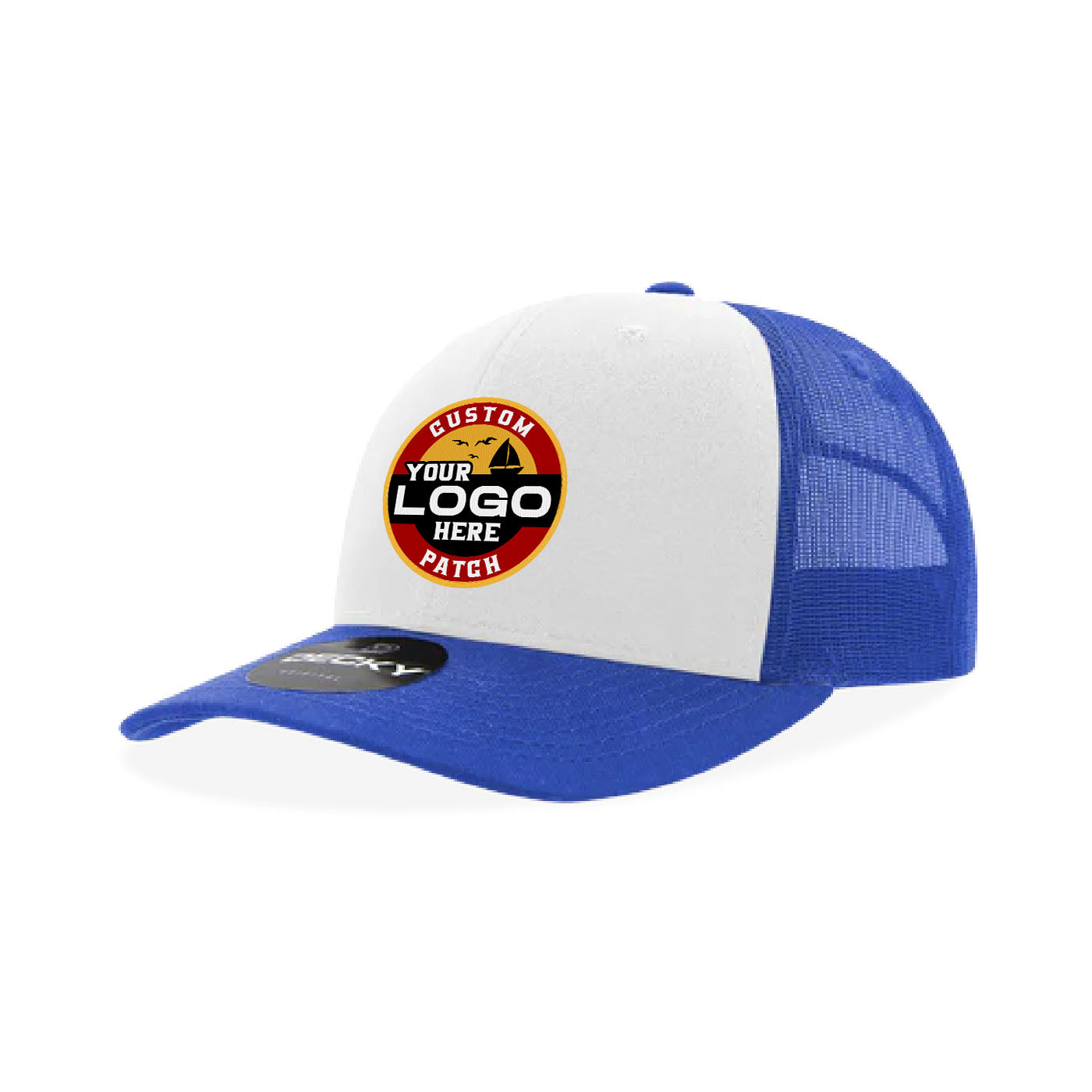 Custom Patch Decky 6021 Classic Trucker Hat, 6 Panel Mid Profile Trucker Cap