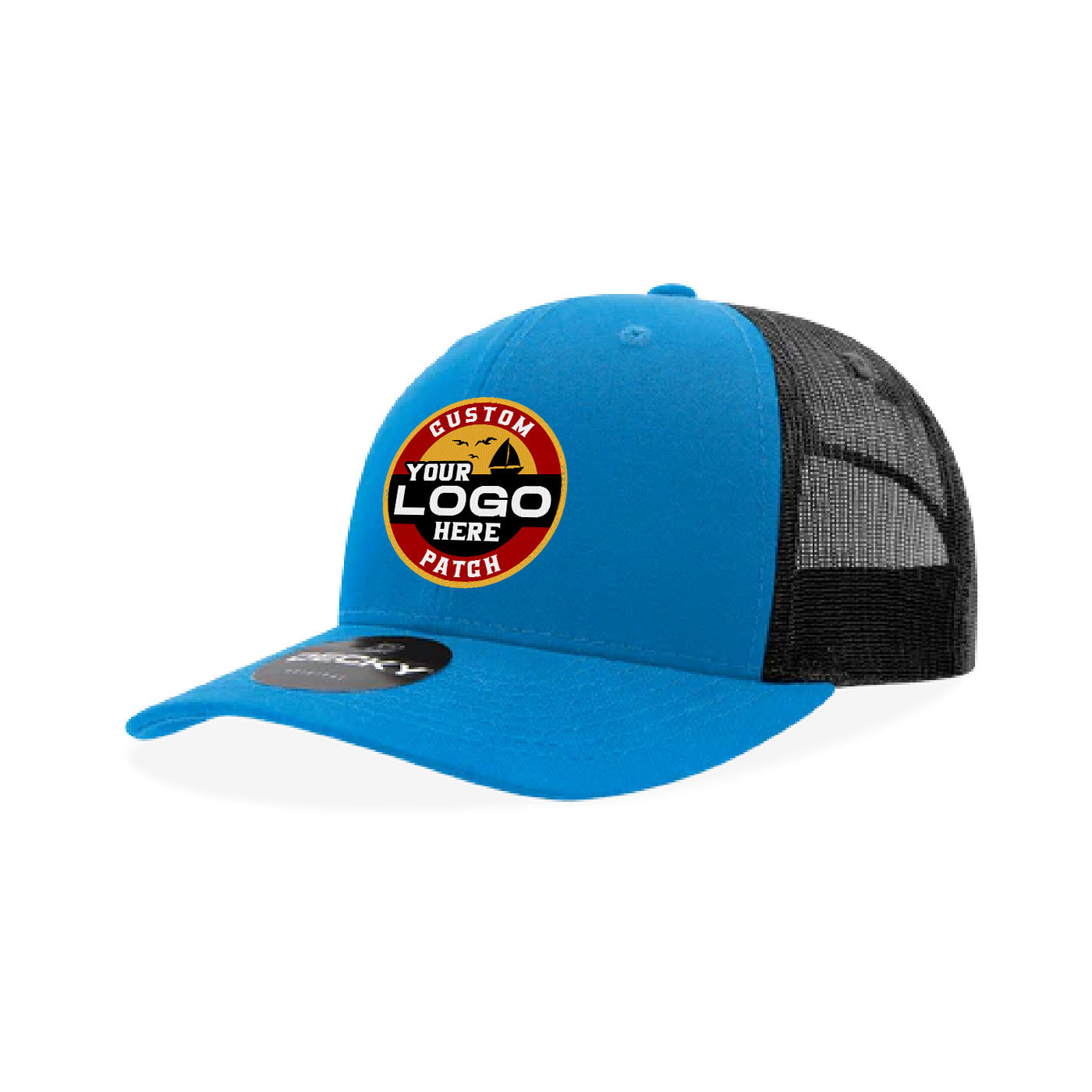 Custom Patch Decky 6021 Classic Trucker Hat, 6 Panel Mid Profile Trucker Cap