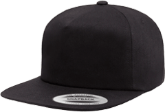A black snapback hat
