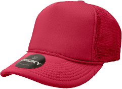 A red trucker hat