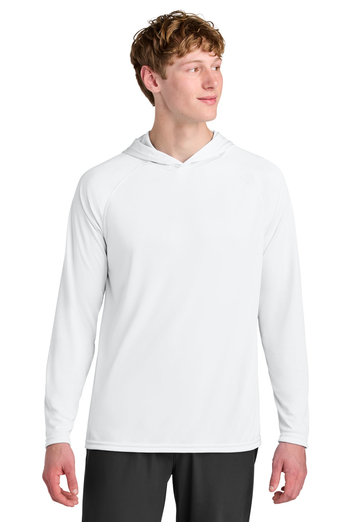 White A4 Cooling Performance Long Sleeve Hooded Tee A4N3409