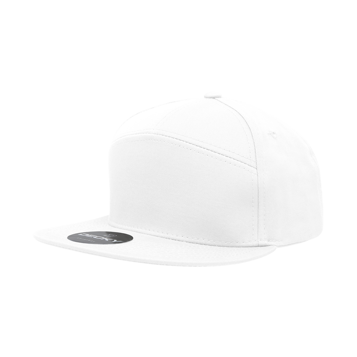 Custom Embroidered Decky 1098 - 7 Panel Flat Bill Hat, Snapback, 7 Panel High Profile Structured Cap