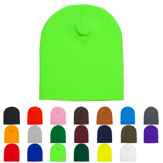 Yupoong 1500KC Short 8" Beanie, Knit Cap, YP Classics - Blank - Star Hats & Embroidery