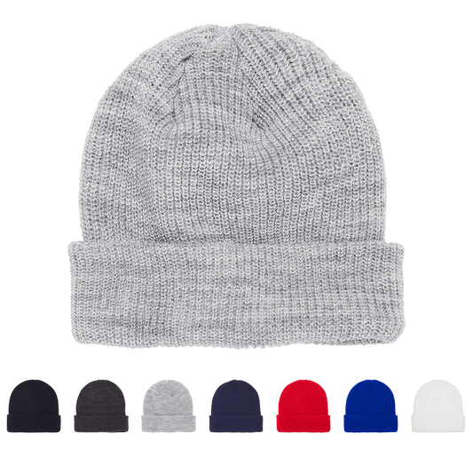 Custom Embroidered YP Classics 1545K Ribbed Cuffed Knit Beanie, Knit Cap, Yupoong 1545K - Star Hats & Embroidery