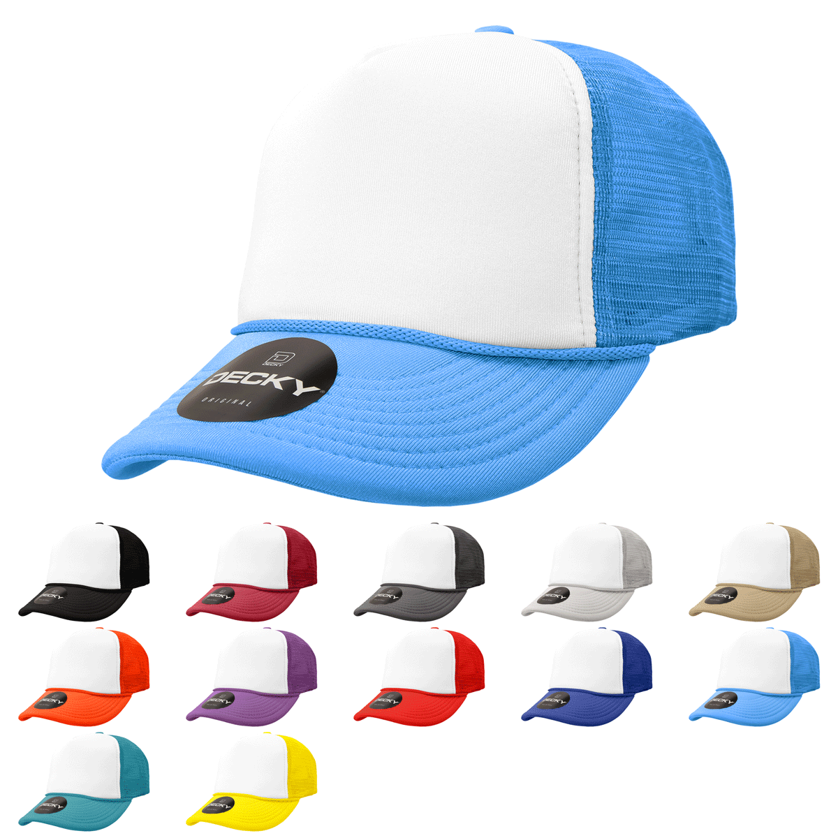 Custom Printed Decky 210 - Foam Trucker Hat, Two Tone Mesh Back Cap