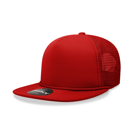 Custom Printed Decky 223 - Solid Color, Flat Bill Foam Trucker Hat - Star Hats & Embroidery