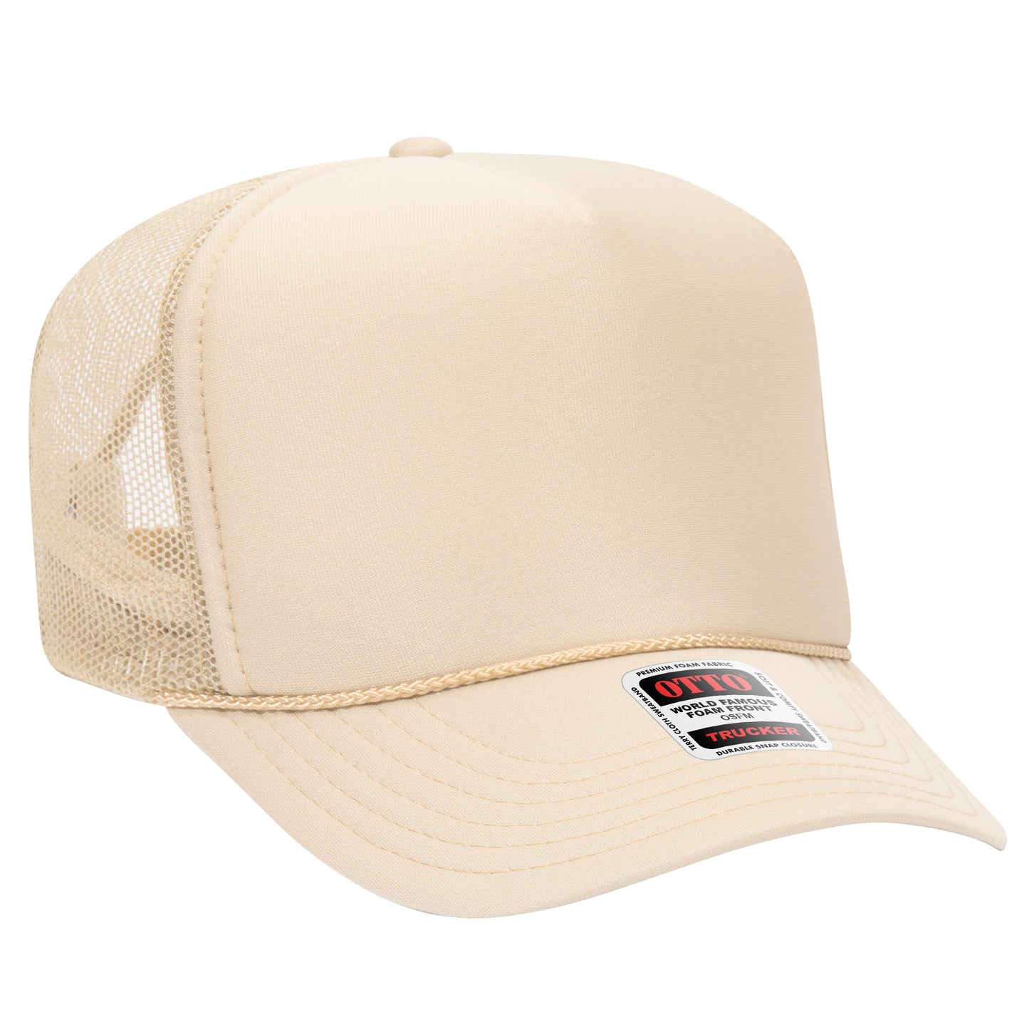Otto 39-165 5 Panel High Crown Foam Trucker Hat Mesh Back Cap - Blank