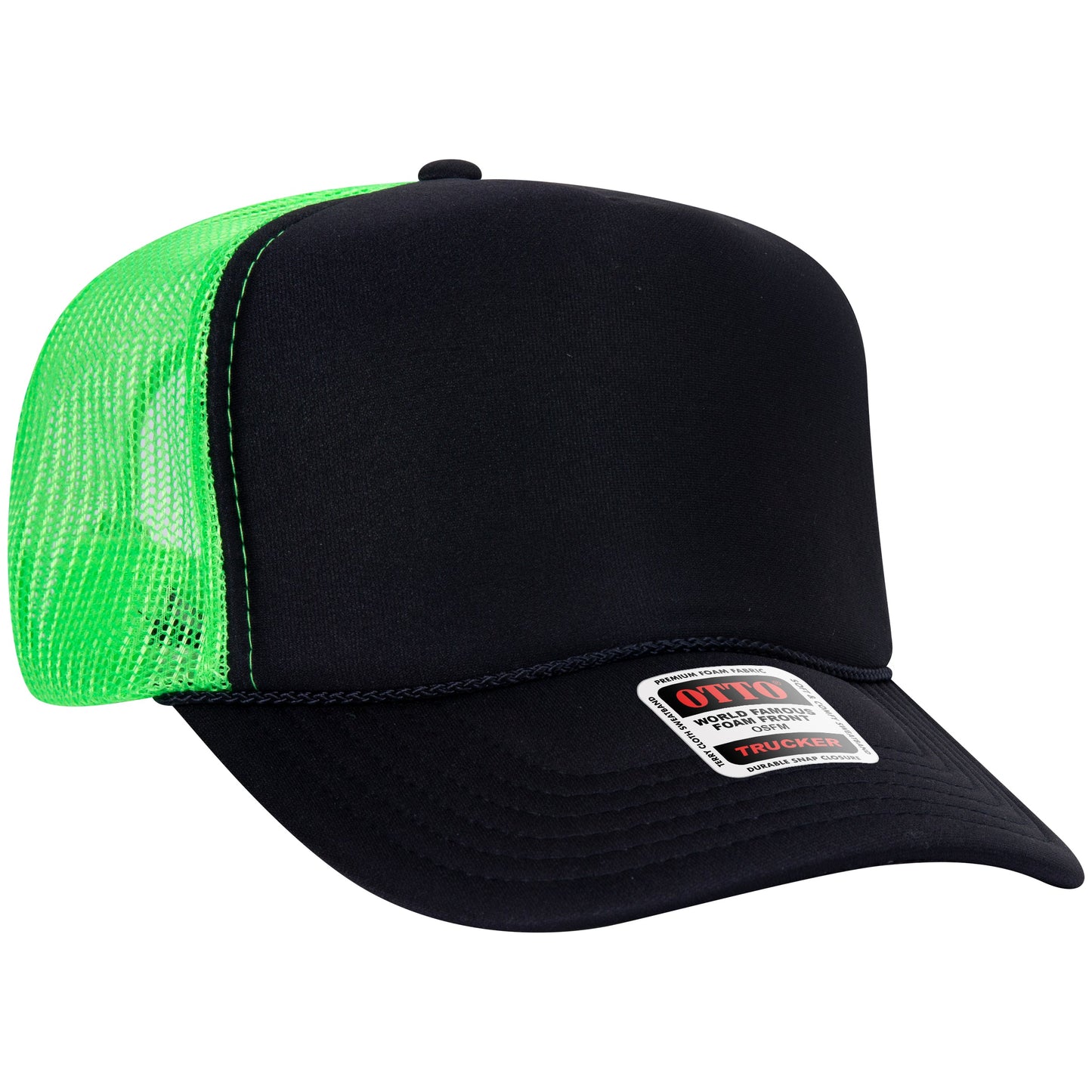 Otto 39-165 5 Panel High Crown Foam Trucker Hat Mesh Back Cap - Blank