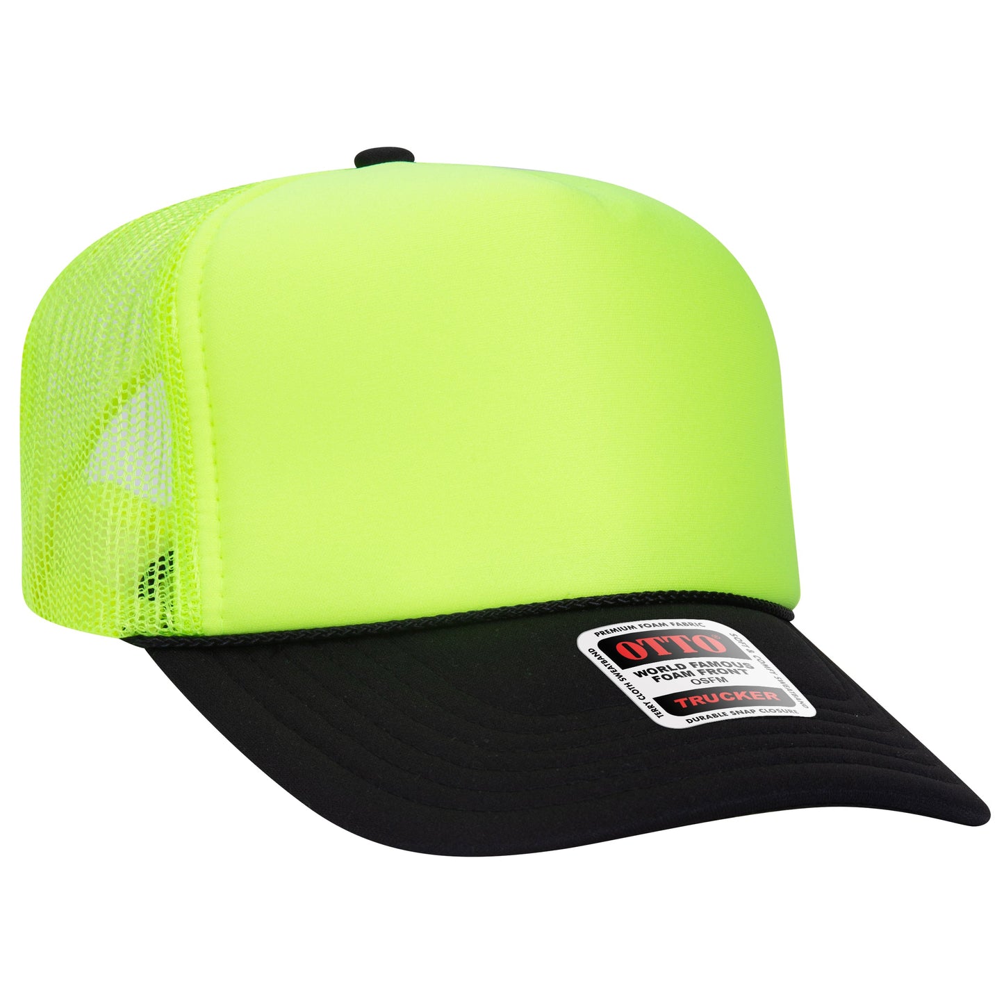 Otto 39-165 5 Panel High Crown Foam Trucker Hat Mesh Back Cap - Blank