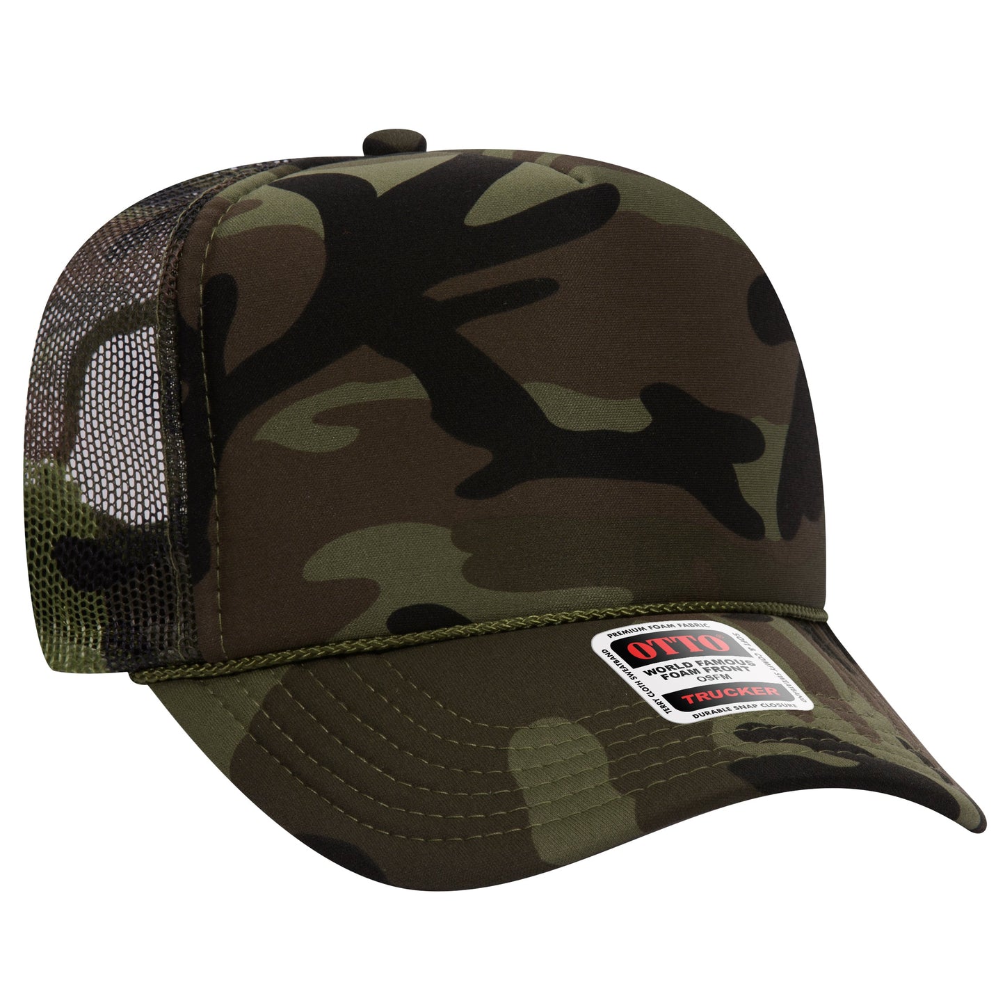 Otto 39-165 5 Panel High Crown Foam Trucker Hat Mesh Back Cap - Blank
