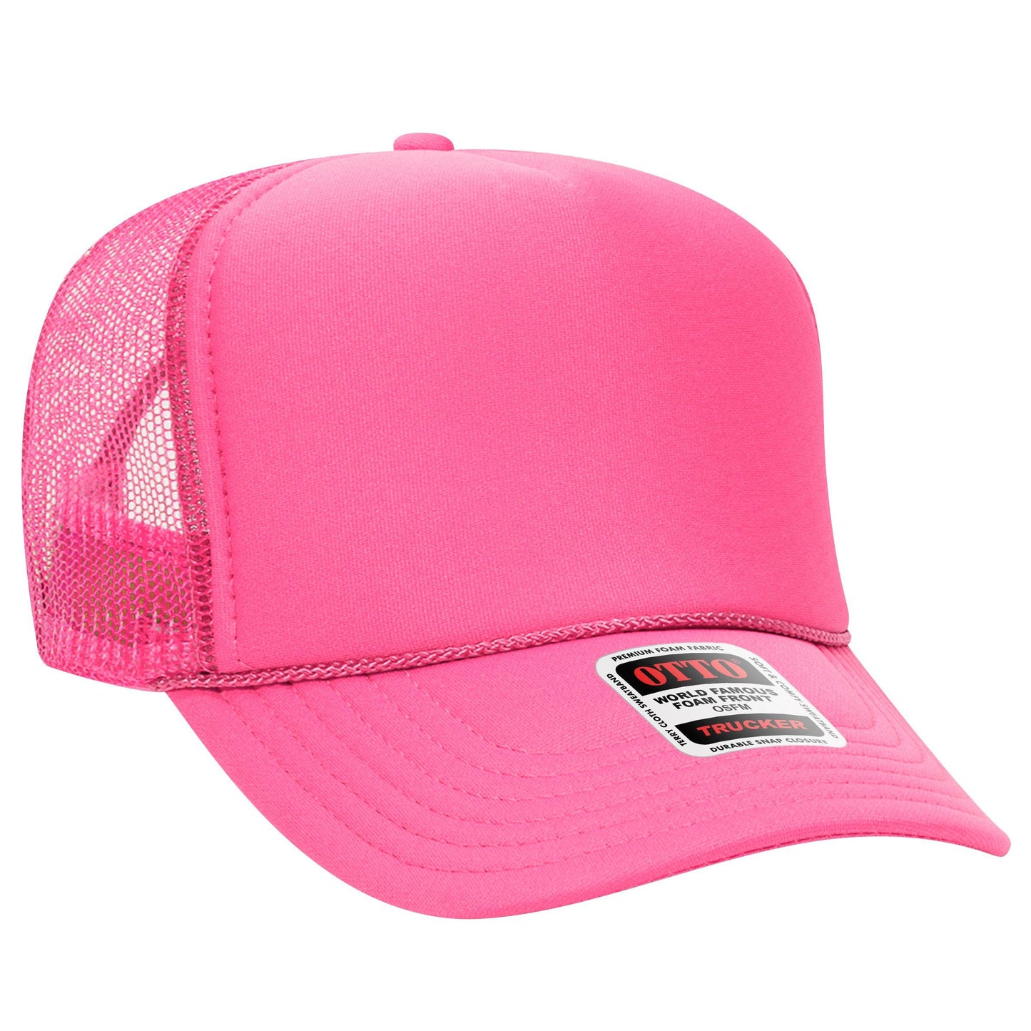 Otto 39-165 5 Panel High Crown Foam Trucker Hat Mesh Back Cap - Blank