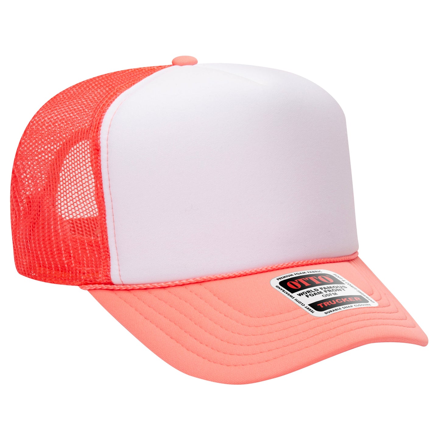 Otto 39-165 5 Panel High Crown Foam Trucker Hat Mesh Back Cap - Blank