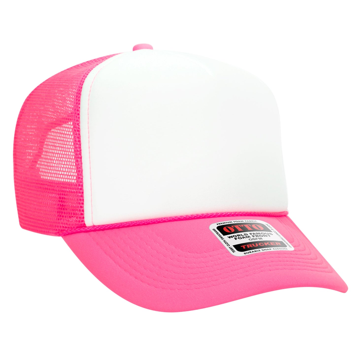 Otto 39-165 5 Panel High Crown Foam Trucker Hat Mesh Back Cap - Blank