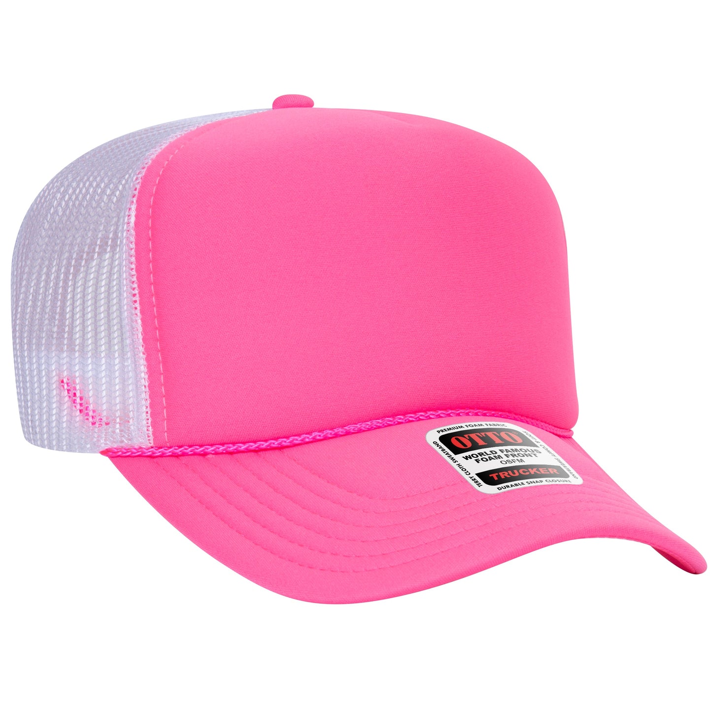 Otto 39-165 5 Panel High Crown Foam Trucker Hat Mesh Back Cap - Blank