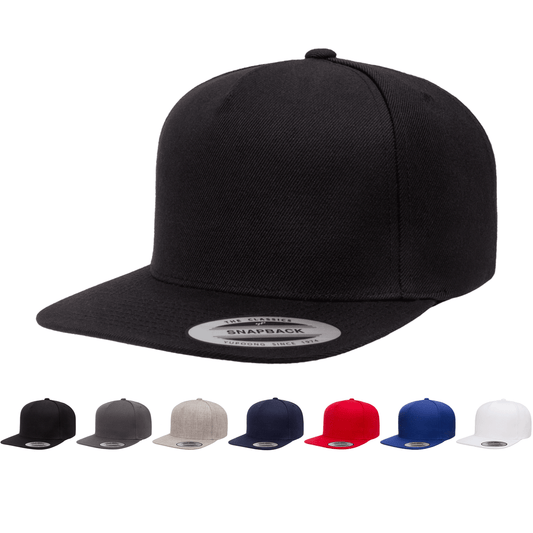 Yupoong 5089M Premium 5 Panel Snapback Hat Flat Bill Cap, YP Classics - Blank - Star Hats & Embroidery