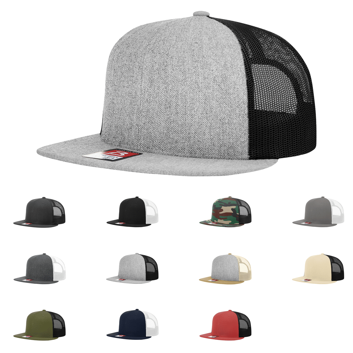 Richardson 511 Wool Blend Flat Bill Trucker Hat, Snapback - Blank
